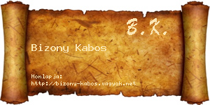 Bizony Kabos névjegykártya